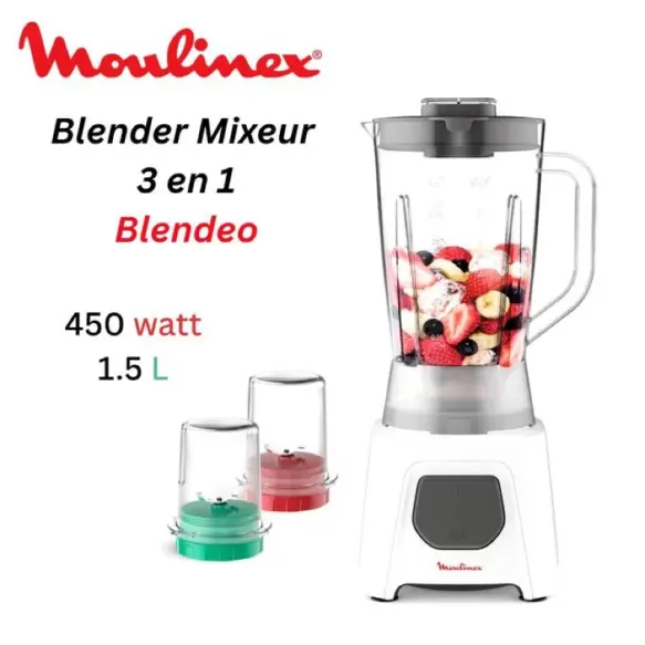 Blender Moulinex 450W – Bol 1,5L & Accessoire Hachoir